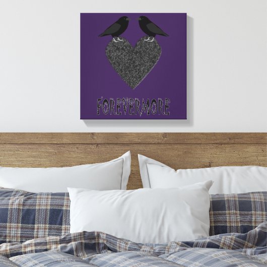 Gothic Ravens und Black Heart Leinwanddruck (Insitu (Schlafzimmer))