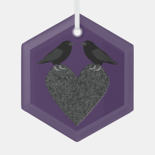 Gothic Ravens und Black Heart Ornament Aus Glas