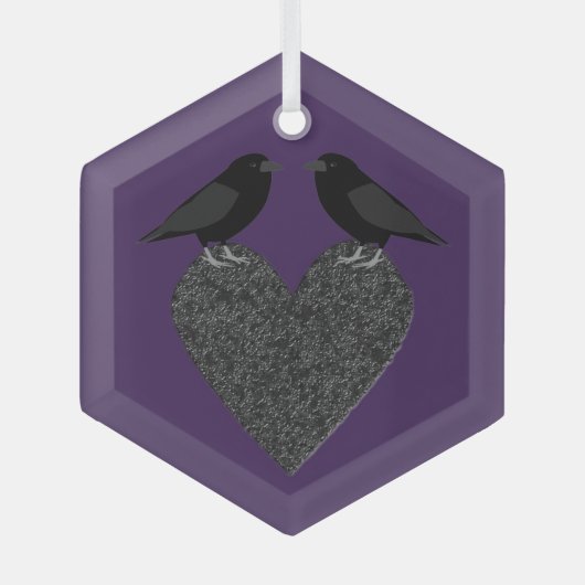 Gothic Ravens und Black Heart Ornament Aus Glas (Vorderseite)