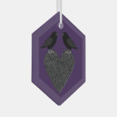 Gothic Ravens und Black Heart Ornament Aus Glas (Vorderseite Rechts)