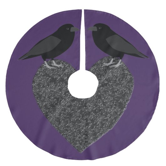 Gothic Ravens und Black Heart Polyester Weihnachtsbaumdecke (Vorderseite)