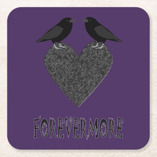 Gothic Ravens und Black Heart Rechteckiger Pappuntersetzer (Vorderseite)