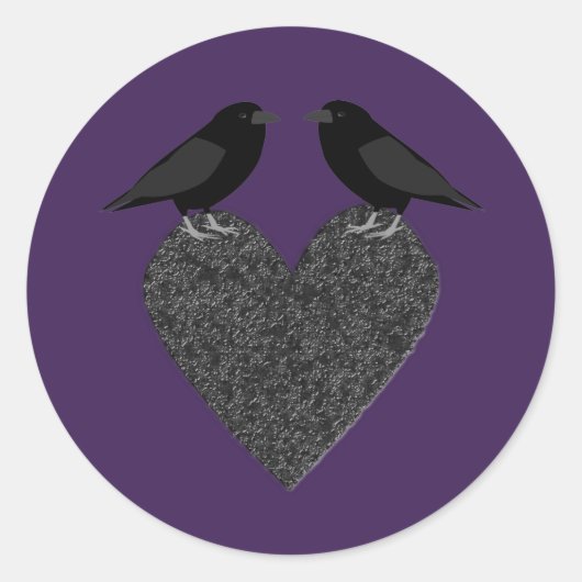 Gothic Ravens und Black Heart Runder Aufkleber (Vorderseite)
