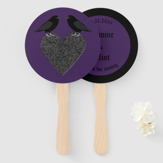 Gothic Ravens und Black Heart Wedding Custom Fächer (Vorne und Hinten)