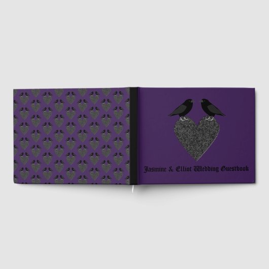 Gothic Ravens und Black Heart Wedding Gästebuch (Voll)