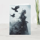 Gothic Ravens und Goddess Halloween Gruß Karte (Vorderseite)