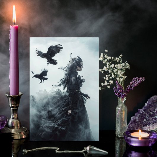 Gothic Ravens und Goddess Halloween Gruß Karte