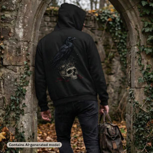 Gothic Ravenschedel & Giftfläschchen Dark Fantasy Hoodie