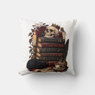 Gothic Reader Literarischer Bücherwurm Schädel und Kissen