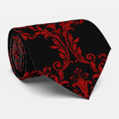 Gothic Red Acanthus Leaf Wedding Krawatte (Gerollt)