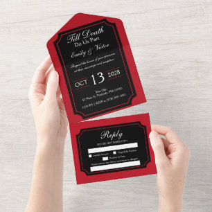 Gothic Red All-in-One Hochzeits-Einladung All In One Einladung