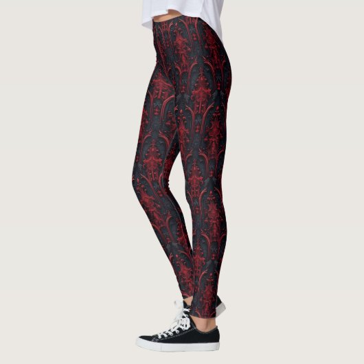 Gothic Red and Black 3D Effect Dunkle Mode Leggings (Links)