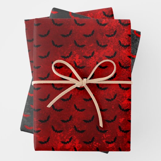 Gothic Red and Black Bat Wrapping Paper Geschenkpapier Set (Beispiel)
