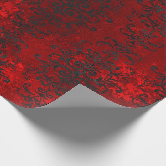Gothic Red and Black Damask Geschenkpapier (Ecke)