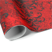 Gothic Red and Black Damask Geschenkpapier (Rolleneckpunkt)