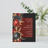 Gothic Red and Black Floral Wedding Einladung (Stehend Vorderseite)