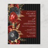 Gothic Red and Black Floral Wedding Einladung (Vorderseite)