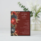Gothic Red and Black Floral Wedding Program (Stehend Vorderseite)
