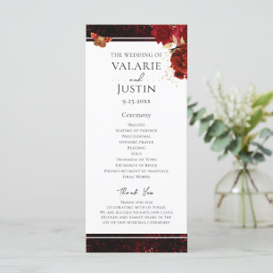 Gothic Red and Black Floral Wedding Program Programm