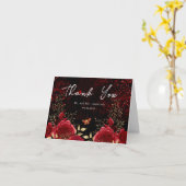 Gothic Red and Black Floral Wedding Vielen Dank Karte (Gelbe Blume)