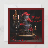 Gothic Red and Black Rose Hochzeitstorte Einladung (Vorderseite)