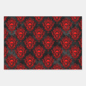 Gothic Red and Black Skull Wrapping Paper Geschenkpapier Set (Vorderseite 3)