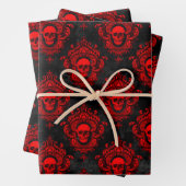 Gothic Red and Black Skull Wrapping Paper Geschenkpapier Set (Beispiel)