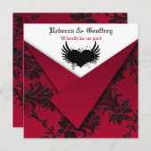 Gothic Red and Black Wedding Einladung (Vorne/Hinten)
