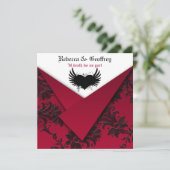 Gothic Red and Black Wedding Einladung (Stehend Vorderseite)
