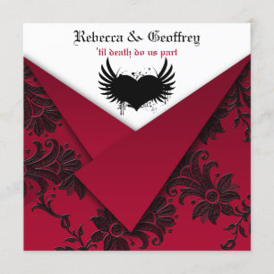 Gothic Red and Black Wedding Einladung