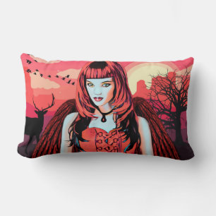 Gothic Red Angel Woman In Desert Original Art Lendenkissen