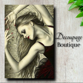 Gothic Red Ballerina Dancer Decoupage Seidenpapier