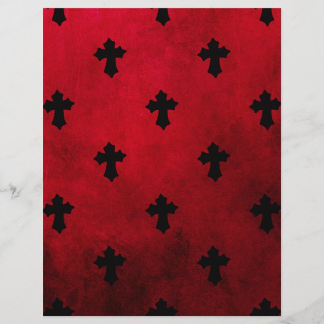Gothic Red & Black Crosses Scrapbook Paper (Vorderseite)