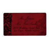 Gothic Red Black Damask Wedding Labels (Vorne)
