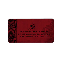 Gothic Red Black Damask Wedding Labels Adressaufkleber