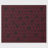 Gothic Red Black Damast Monogramm Geschenkpapier (Flach)