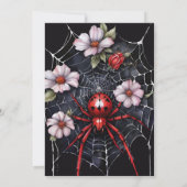Gothic Red & Black Floral Spider Web-Brautparty Einladung (Rückseite)