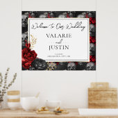 Gothic Red Black Floral Welcome Wedding Foam Board Poster (Küche)