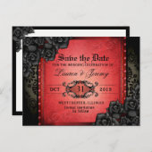 Gothic Red & Black Halloween Rett Date PostCard Ankündigungspostkarte (Vorne/Hinten)