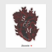 Gothic Red & Black Heart Blume Hochzeitsticker Aufkleber (Blatt)