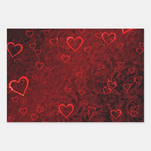 Gothic Red Black Hearts Geschenkpapier Set (Vorderseite)