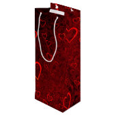 Gothic Red Black Hearts Geschenktüte Für Weinflaschen (Rückseite Schrägansicht)