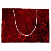 Gothic Red Black Hearts Große Geschenktüte (Rückseite)