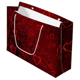 Gothic Red Black Hearts Große Geschenktüte