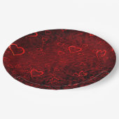Gothic Red Black Hearts Pappteller (Schrägansicht)