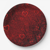 Gothic Red Black Hearts Pappteller (Vorderseite)
