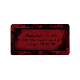 Gothic Red Black Lace Grunge Wedding Labels Adressaufkleber