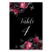 Gothic Red & Black Moody Florals Quinceañera Tischnummer (Rückseite)