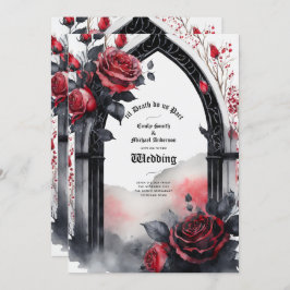 Gothic Red Black Rose bis zum Tod machen uns Teil Einladung