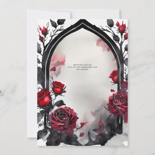Gothic Red Black Rose bis zum Tod machen uns Teil Einladung (Rückseite)